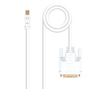 Cable Mini DisplayPort a DVI, 2.0 m, blanco, ideal para conectar dispositivos de video a pantallas o proyectores.