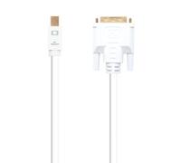 Cable Mini DisplayPort a DVI, 2.0 m, color blanco, ideal para conectar dispositivos con puerto Mini DisplayPort a pantallas DVI.