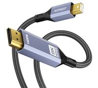 Cable Mini DisplayPort a HDMI 8K, Mini DP a HDMI 2.1, 8 K @ 60 Hz, 4 K @ 144 Hz, 2 K @ 240 Hz, compatible con Dolby, HDR, FreeSync, VRR, compatible con dispositivos y monitores Thunderbolt 1/2 (2 m)
