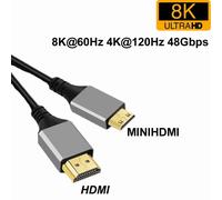 Cable miniHDMI de 1 m/2 m/3 m/5 m compatible con mini HDMI v2.1, 8K a 60 Hz, 4K a 120 Hz, 48 Gbps, ultra HDR para portátil, proyector, PS4, PS5,