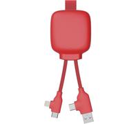 Cable Multi-Conectores USB 4 En 1 - Cargador Universal Y Batería Externa De 3000 mAh De Plástico Reciclado - Xoopar Gamma Lite Rojo