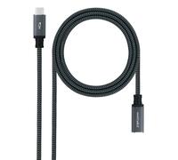 Cable Nanocable USB 3.2 Gen2x2 20Gbps 100W USB-C Macho/Hembra 1.5M Alargador Algodón