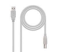 Cable USB 2.0 Impresora Nanocable 10.01.0104/ USB Tipo-B Macho - USB Macho/ 3m/ Beige