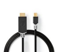 Cable Nedis Mini DisplayPort | DisplayPort 1.4 | Conector DP | Enchufe HDMI™ | 48 Gbps | chapado en oro | 2,00 m | redondo | PVC | antracita | embalaje con ventana de visualización