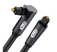 Cable óptico de ángulo recto, EMK cable de fibra óptica de enchufe Toslink giratorio de 90 grados para reproductor de Blu-Ray, barra de sonido, HDTV, PS3/PS4, Xbox y más (10M, Cable Óptico 90°, Negro)