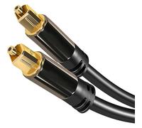 Cable óptico TOSLINK Pro Series de 1 metro para audio estéreo Dolby Digital y DTS, con conectores macho TOSLINK en color negro. Ideal para una conexión de alta calidad.