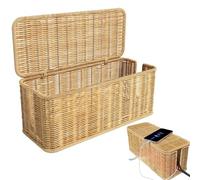 Cable Organizer Box, Handwoven Cable Management Boxes, Desktop Cables Holder with Lid 550g Professional Storage Supplies Daily Organizing Kit Modern Home Space Items Interior Cables Guard
