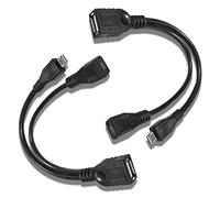 Cable OTG para Fire TV Stick 4K Max Lite Cube SNES Mini PlayStation Classic, paquete de 2 adaptadores OTG micro USB a USB con alimentación, cable de extensión de 0.5 pies, compatible con Raspberry Pi