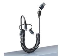 Cable para Apple Carplay y Android Auto con Lightning/tipo C/Micro USB - Cable Universal 2 en 3 para iPhone 16/iPhone 15/Android/iPad/Samsung [certificado MFi] Carga rápida y datos Cable USB