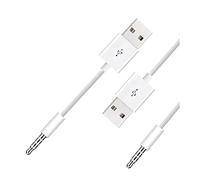 Cable para iPod Shuffle, conector jack de 3,5 mm a cargador USB + cable de repuesto de datos de sincronización compatible con iPod Shuffle, 3ª, 4ª, 5ª y 6ª generación, MP3/MP4, color blanco