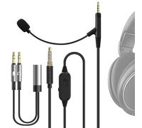Cable para micrófono Boom Geekria compatible con Sennheiser HD 620S/599/598/505, con conector de 2.5 mm, nailon trenzado, cable de repuesto con micrófono y control de volumen/mute para gaming y