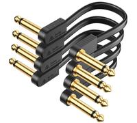 Cable Patch para Guitarra Reforzado con Kevlar, 15 cm Pack de 4, Duradero, Sin Ruido, Blindaje de Cuatro Capas, Cable Parche Plano tipo Cinta Chapado en Oro para Pedal BOSS, MXR, EBS, Behringer