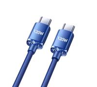 Cable PD de 120W - Cable de datos de carga rápida universal, cable de alimentación doble tipo C, cable de sincronización de alta velocidad, conector de nailon duradero | Solución de carga de