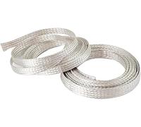 Cable plano trenzado de cobre, Funda aislante de cobre chapada en plata, envoltura espiral for altavoz Audio, altamente conductora, 1 ud