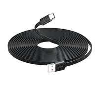 Cable plano USB A a USB C 3M tipo C de transferencia de datos de carga con clavos de fijación y lazos para cámaras de seguridad CCTV, cámara Tapo TP-Link, cámara Petcube, eufyCam, Blink Mini2 y más