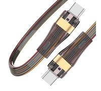 Cable plano USB C a C de chenyang, cable USB 2.0 tipo C macho a macho de 480 Mbps de transferencia de datos PD de carga rápida 65 W 1 m/3.28 pies