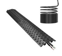 Cable Protector Ramp - Extension Cord Floor Cover, PVC Hollow Base Design, Non Slip Safety Feature, Reliable Wire Organizer, Protective Pathway Accessory for Driveway, Garage and Sidewalk, 100x13x2cm