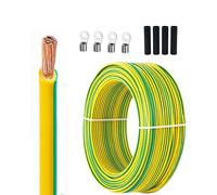 Cable Puesta A Tierra Amarillo-verde 10 AWG 30m, Cobre Trenzado Sin Oxígeno, PVC Ignífugo 450/750V Con Terminales Y Tubo Termorretráctil 5cm Para Hogar, Solar E Industria(50ft)