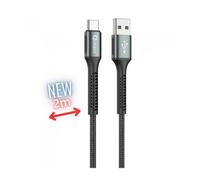 Cable qchar prague usb tipo c a usb tipo a - 2m - aleacion de aluminio negro cordon de tela suave (QCHPRA2XL)
