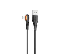 Cable Qcharx London USB A a Tipo C 3A - 1m - Codo PVC Negro