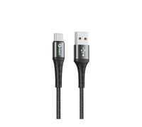 Cable qcharx lyon usb a tipo c 3a - 1 m - aleación de aluminio negro cordon metálico