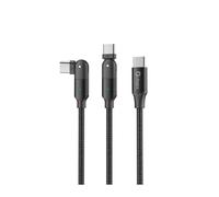 Cable qcharx melbourne tipo c a tipo c 3a - 1.2 m - aleación de aluminio negro cabezal rotatorio