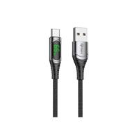 Cable qcharx menorca usb a tipo c 3a 66w - 1 m - aleación aluminio negro cable suave digital display