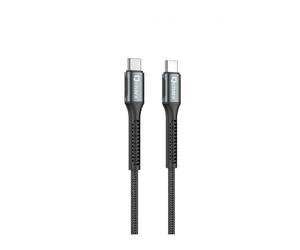 Cable qcharx prague tipo c a tipo c 3a 100w - 1 m - aleación de aluminio negro cable trenzado suave