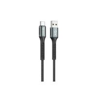 Cable qcharx prague usb a tipo c 3a - 1 m - aleación de aluminio negro cordón de tela suave