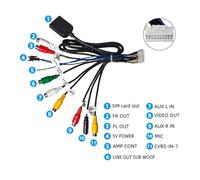 Cable RCA de 20 pines para reproductor de coche Android, radio multimedia, estéreo, audio y vídeo, entrada/salida, subwoofer, micrófono, FR*2, FL*2, salida, ventilador, alimentación.(Pro with 4G)