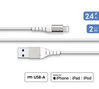 Cable reforzado A/MFI 2.4A 2m reciclado blanco