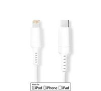 Cable relámpago | USB 2.0 | Apple Lightning, 8 pines | USB-C macho | 480Mbps | Niquelado | 2,00 metros | Redondo | PVC | Blanco | Caja