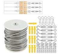 Cable resistente de acero inoxidable de 15M/30M, cuerda de alambre for jardín, barandilla de alambre, Kits de rollos for valla for tienda al aire libre, cuerda de limpieza(15Meter)