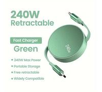 Cable retráctil tipo C de doble cabezal de carga rápida PD de 240 W, color verde