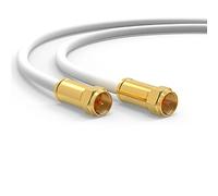 Cable SAT de 0,5m - Cable Satelital TV, Cable Antena Digital Coaxial para Internet - 2x Conector F, para Router, Modem - Cable Conexión HD, 4K UHD, DVB-S/S2 - Blanco