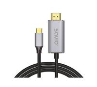 Cable Savio CL-171 USB-C a HDMI 2.0 4K 2m Negro y Plata HDCP 4K 120Hz