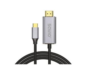 Cable Savio CL-171 USB-C a HDMI 2.0 4K 2m Negro y Plata HDCP 4K 120Hz