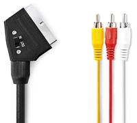 Nedis Cable SCART Conmutable SCAR T Macho - 3x RCA Macho, 2.0, negro