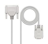 Cable Serie Nanocable 10.14.0802 DB9 Hembra - DB25 Macho 1.8m Beige Null Modem RS232 RoHS