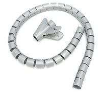 Cable Sleeve Organizer 10m | Open Type Coiled Wire Management with Clip | Flame Retardant PE for Computer/Office/Home | 32.8ft Gray (Φ10mm)