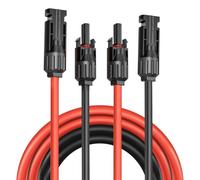 Cable solar de 4/6 mm²/alargador 1 M/2 M/3 M/4 M/5 M/6 M/8 M/10 M/15 M/20 M - Resistente a los rayos UV, TUV, certificado VDE, con conectores solares, para instalaciones fotovoltaicas (rojo/negro) (4