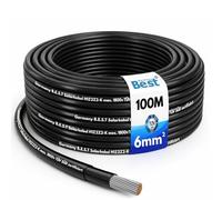 Cable solar de cobre puro H1Z2Z2-K, 6 mm², 100 m, PV, color negro