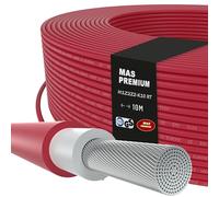 Cable solar H1Z2Z2-K de 10 mm², de 5 a 100 m, instalación en tierra, cable único, fotovoltaico, libre de halógenos, doble aislamiento negro, rojo o azul (rojo, 10 m)