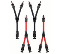 Cable solar y distribuidor de enchufe, 2 pares de 1000 V CC 30 A 6 mm² conectores solares para panel solar macho hembra MMF y FFM conectores fotovoltaicos, Plug & Play Solar Divisor Conector Solar