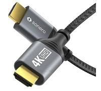 Cable Sonero® 4K HDMI, conector HDMI a conector HDMI, HDMI 2.0, 4K 60Hz, 2K 120Hz, funda de algodón, gris/negro, 1,00 metros