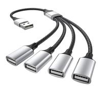 Cable Splitter USB Distribuidor 4 Puertos 0.3 Metro, 4 en 1 Tipo A Macho a Hembra Splitter Nylon Multi Cordón, Extensor Adaptador Convertidor Hub Cargador Split para PC, Mac, TV, Coche, PS4, PS5, Xbox