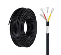 Cable suave aislado de cobre de estaño, Cable de señal blindado U·L2547 3 núcleos, 18 A WG/20 A WG, cobre estañado negro C, 300 V, 80(15ft(5M),18A WG-3C)