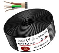Cable subterráneo de 5 a 50 m, NYY-J 4 x 4 mm², cable eléctrico OFC para instalación al aire libre, tierra (20 m)