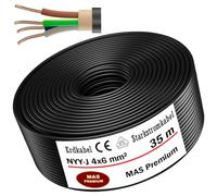 Cable subterráneo de 5 a 50 m, NYY-J 4 x 6 mm², cable eléctrico OFC para instalación al aire libre, tierra (35 m)