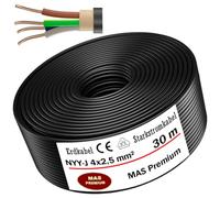 Cable subterráneo MAS-Premium® Anillo de cable eléctrico de marca alemana para instalación en el subterráneo y al aire libre (NYY-J 4 x 2,5 mm², 30 m)